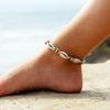 Bohemian Retro Charm Carved Wood Beads Shell Pendant Anklet With Handwork Weaving Artistry For Women