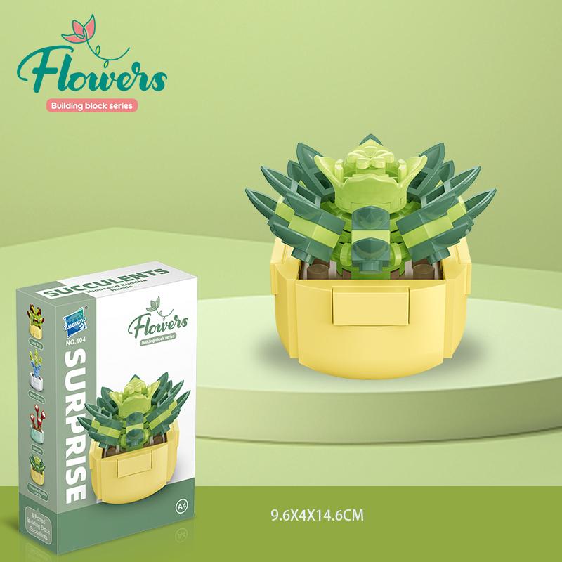 Succulente Blocchi da costruzione Pianta da assemblaggio Bouquet in vaso Giocattolo per bambini Decorazione creativa Modello