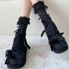 Frühlings- und Sommer-Spitzen-Mittelschaft-Einfarbige Socken Damen-Dünne Schleifen-Stapel-Socken Kurze Socken Damen-JK-Kurze Socken Reis