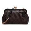 New COACH Kisslock Canvas With Leather Cloud Bag, Chain Bag, Shoulder Bag, Crossbody Bag Women's Dark Brown Monogram C2876-IMAA8