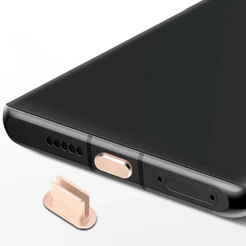 2pcs Luxury Metal Dust Plugs Mobile Phone Charging Port Type C Dustproof Protector Cover for Samsung Xiaomi Huawei Cover Cap