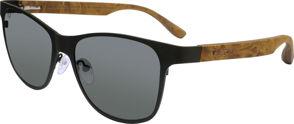 iZONE High Performance Polarized Sunglasses WOOD Wooden IDRIVE Takumi Driving Fishing Golf [iZONE] Men's P603-DRBK1-3 (Black/Brown)