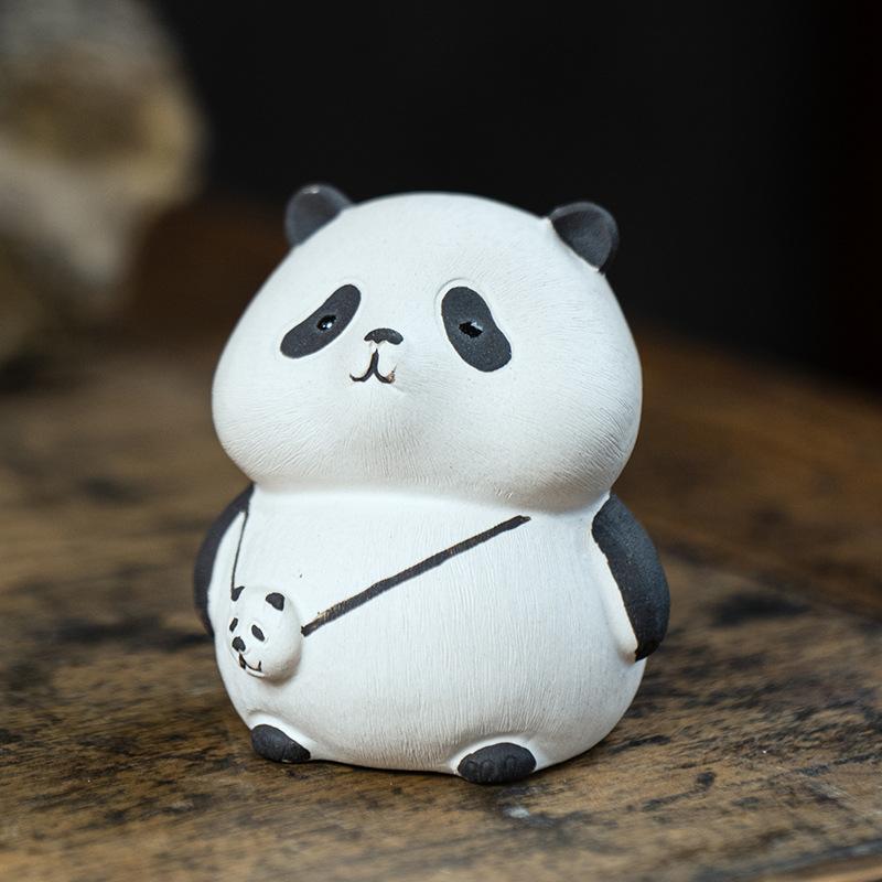 Ręcznie robiona fioletowa glina Zwierzątko do herbaty Panda Figurka Akcesorium do ceremonii herbaty Kungfu Kreatywny zestaw do herbaty