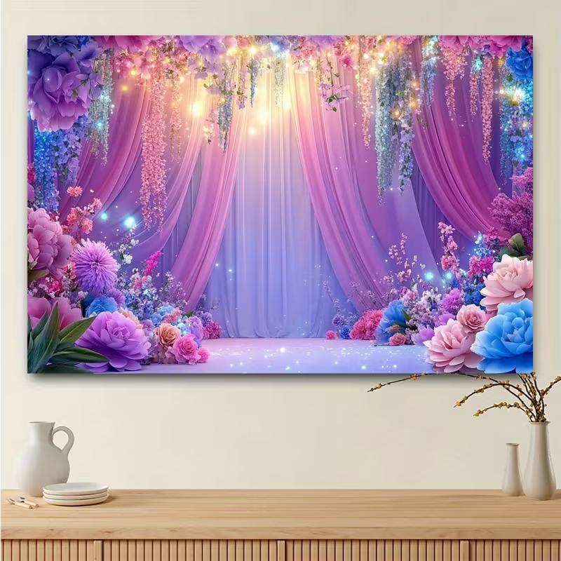 

2D Romantic Purple Curtain Backdrop for Engagement & Festival Background 47.2x31.5inch/120*80cm