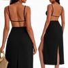 Sexy Split-Skirt Long Beach Dress, Women's Bikini Cover-Up, Summer Vacation Swimsuit Dress, Trendy Resort Pool Party Outfit