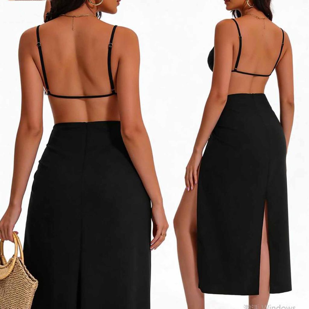 Sexy Split-Skirt Long Beach Dress, Women's Bikini Cover-Up, Summer Vacation Swimsuit Dress, Trendy Resort Pool Party Outfit