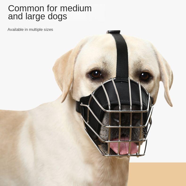 Large and Medium-sized Dog Mouth Cover Anti-eating, Anti-biting, Breathable and Drinkable Stainless Steel Dog Mouth Cover for Fierce Dogs