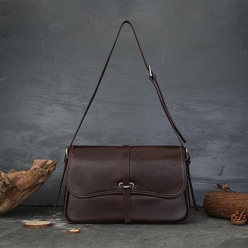 

Винтажный дизайн Наплечные сумки из натуральной кожи для женщин Модная сумка-кроссбоди Кошелек Дамский кошелек для денег 27*22*10cm кофейный