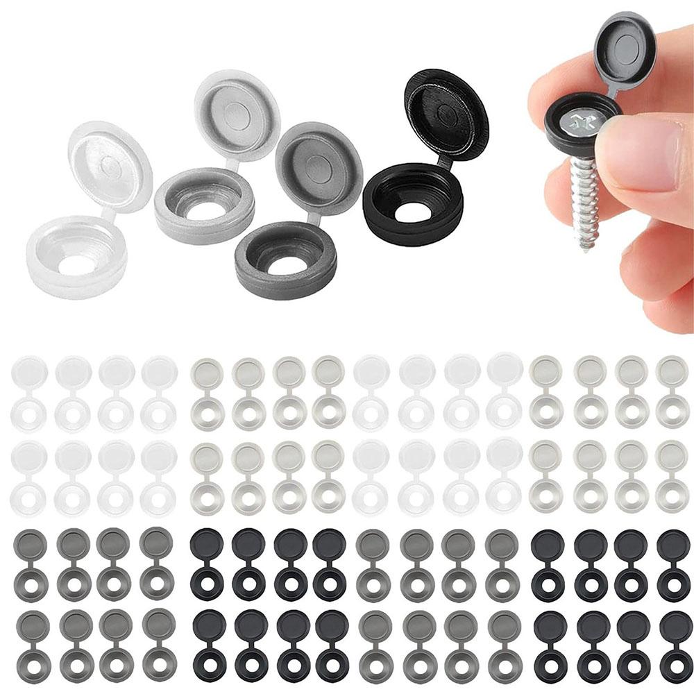 100pcs Hinged Screw Cover Caps, Flip Tops for Screw Protection(4 Colors)
