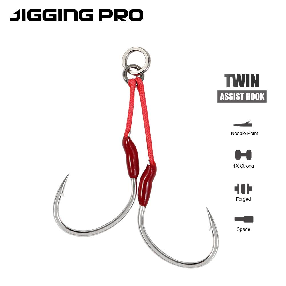 Jigging Pro Fishhook 1/0 2/0 3/0 4/0 Sea Double Assist Jigging Hook for Metal Jig Lure Saltwater Fishing Hooks