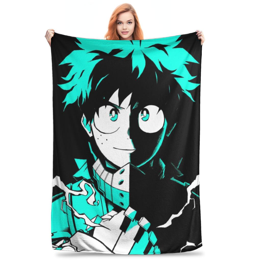 Izuku Midoriya Manga Collage Blanket My Hero Academia Manga Anime Flannel Warm Throw Blanket for Bedspread