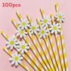 Daisy Small Flower Sunflower Paper Drinking Straws For Party Decorations And Cocktails