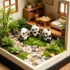 3 Pcs Mini Panda Figurines, Cute Resin Panda Fairy Garden Accessories, Cartoon Tiny Animals Cake Topper for DIY Craft, Aquarium, Car