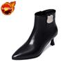 Pointed Toe Leather Warm Autumn Winter Female Short Shoes Elegant with Medium Heels Booties 2025 Hot Women's Ankle Boots