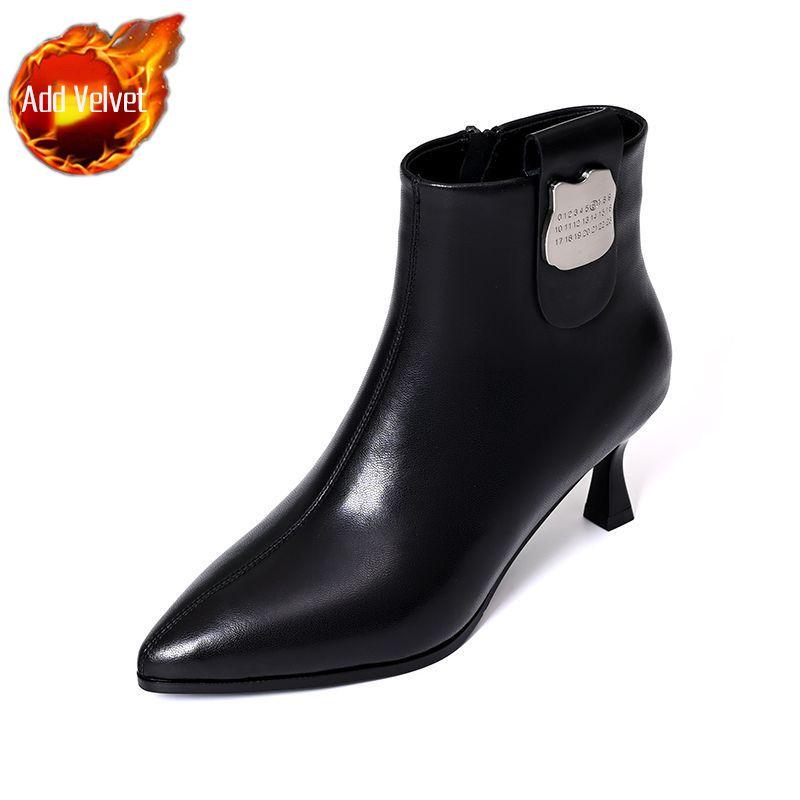 Fashion Woman Short Shoes Stiletto Heel Office Booties Plain Zip Boot Autumn Sale New Rock Hot High Quality Pu Y2k Ankle Boots for Women