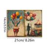 50pieces Vintage Circus Clown DIY Decor Paper Set With Sticker,for Arts Crafts,Scrapbooking Supplies,DIY Crafts,Background Pad