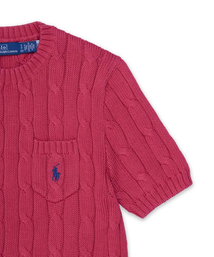POLO RALPH LAUREN Cable Knit Cotton Short Sleeve Sweater - Dark Red