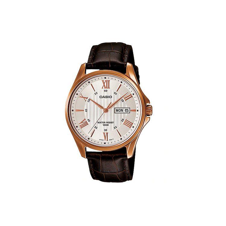 

Casio Standard Series Business Casual Classic Pointer Roman Scale Date Week Display Waterproof Quartz Movement Leather Strap Watch MTP-1384L-7A Coffee Strap