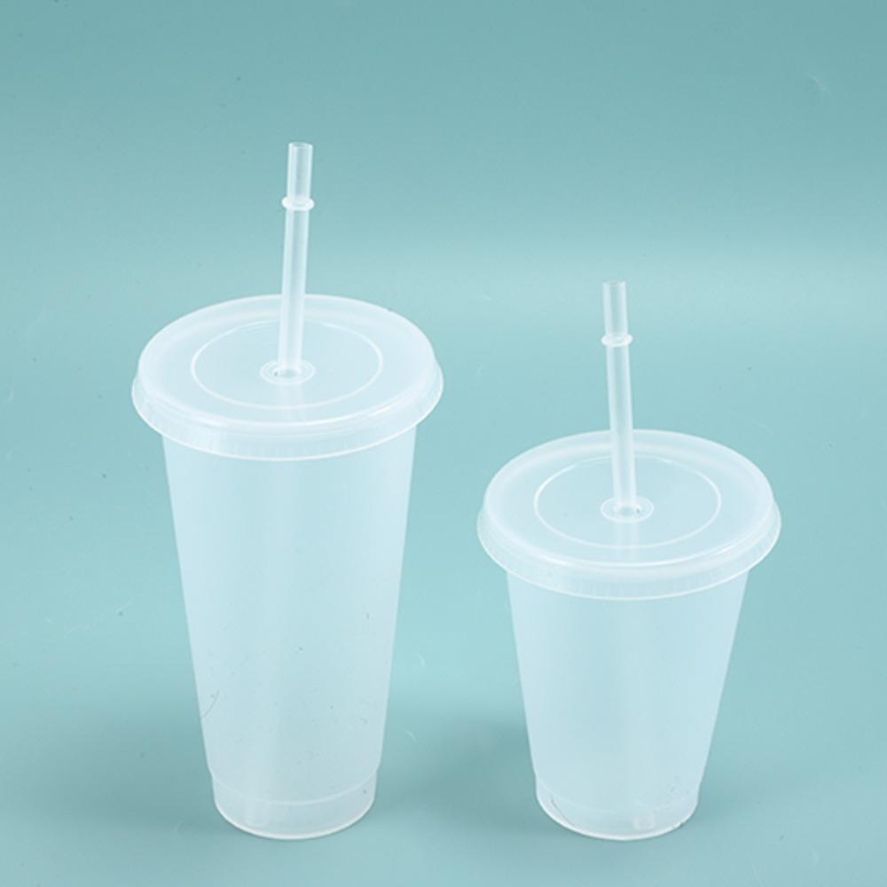 Food Grade PP Plastic Straw Cup with Lid Water Cup Reusable Tumbler  Gift