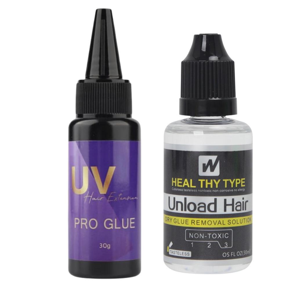 30g V Light Hair Extensions Glue with 30ml V - Light Hair Extensions Remover - Ideal for Secure Bonding & Easy Removal