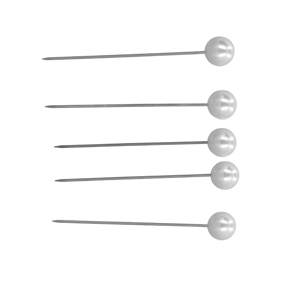 1 Box 50Pcs Corsage Pins White Pearl Head Straight Needle Sewing Marker Pin for Wedding Dress