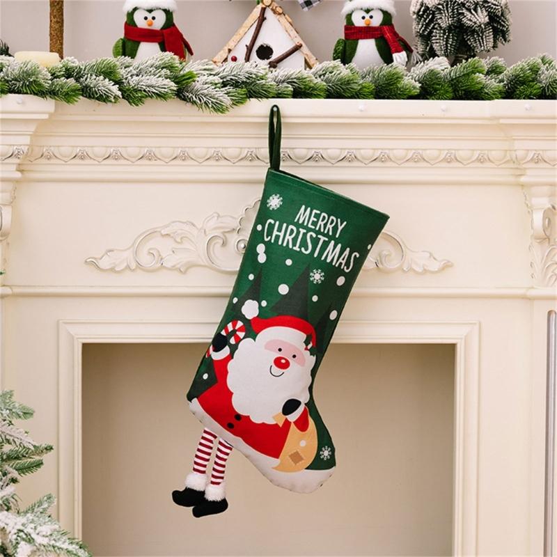 Stylish Christmas Stockings with Plush Texture for Seasonal Fireplaces Hangings Checkered Holiday Decors
