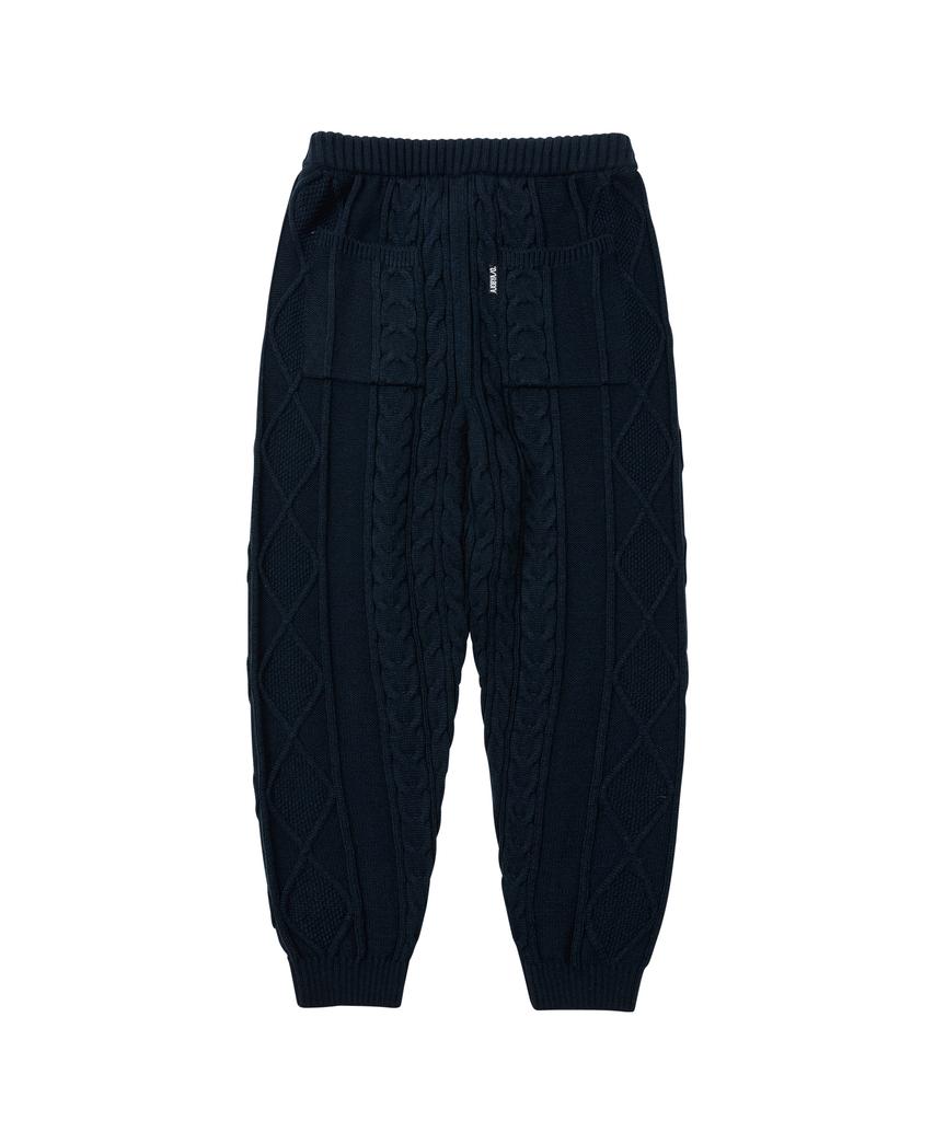 AJOBYAJO Twisted Cable Knit Pants [Navy]