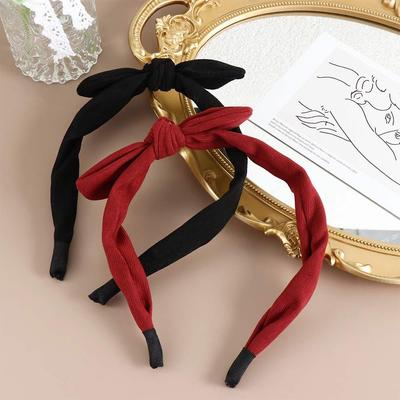 Refreshing Headwear Cloth Bow Velvet Bow Bow Hair Hoop Korean Headbands Head Hoop Bow Hair Band