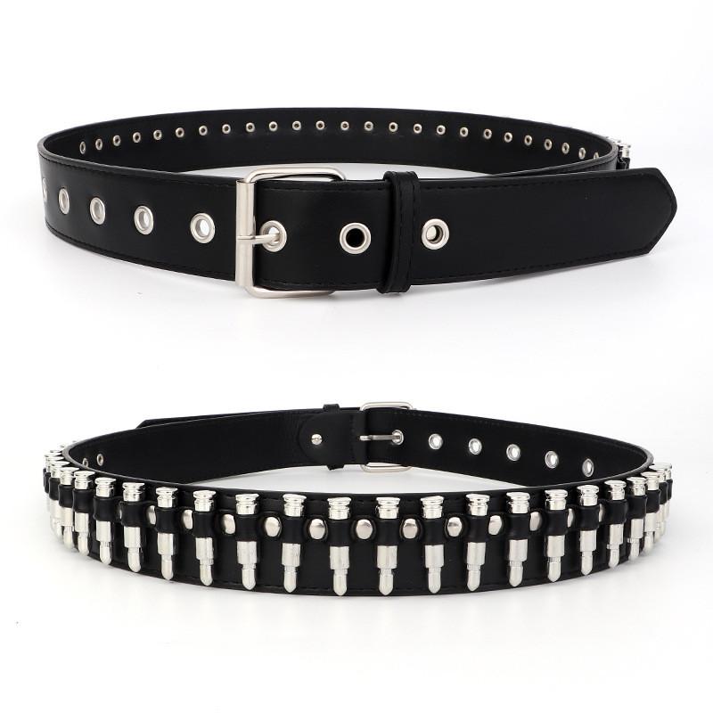 Womens Rock Punk Leather Belt With Rivet Eyelet Design For Streetwear Styles