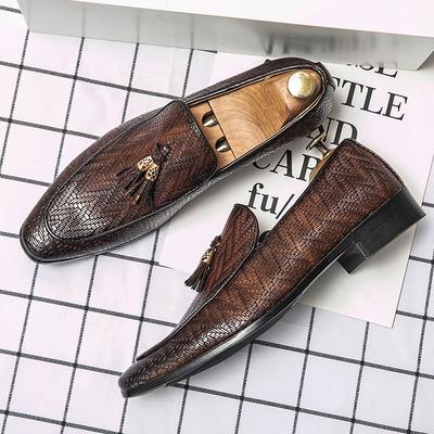 Tassel Plaid Men New Loafers Weaving Comfortable Soft Mens Leisure Leather Shoes 2024 Fashion Sapato Masculino Large Size 38-45