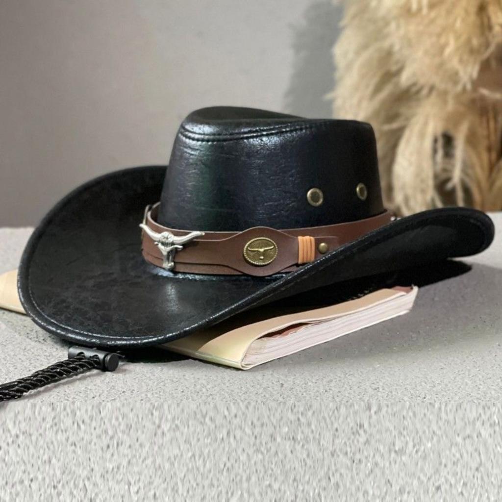 Cracked Bull Head Hat Retro Men's And Women's Outdoor Travel Concave Top Cowboy Knight Hat
