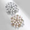 Fashion Environmental Protection Alloy Full of Pearls Camellia Pin Female Corsage Clothing Accessories Jewelry Long-Lasting Color Exquisite Brooch