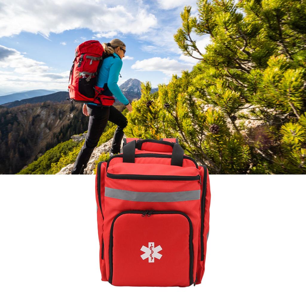 Red Firefighter Bag Large Capacity First Responder Bag Durable Emergency Medical Backpack for Travel Camping