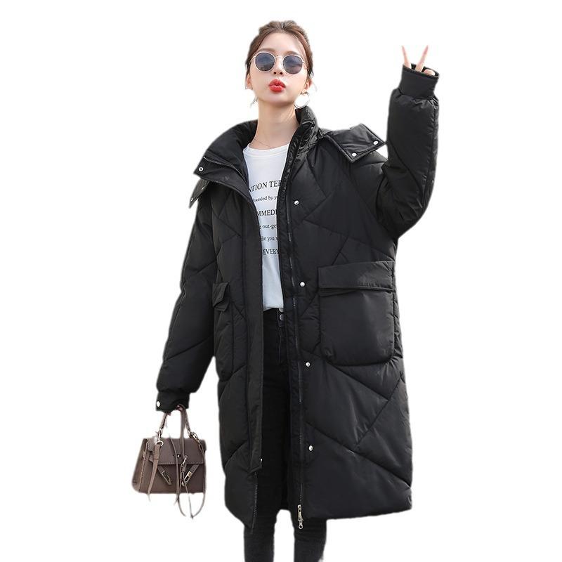 Down and Cotton Jacket Women's Mid-length 2025 New Korean Version Loose Cotton Jacket Plus-size Thickened Hooded Winter Jacket