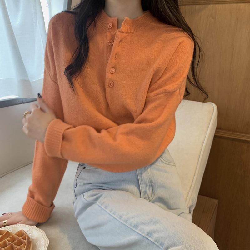 Sweater Women's Loose Solid Color Pullover Long Sleeve Knitted Top