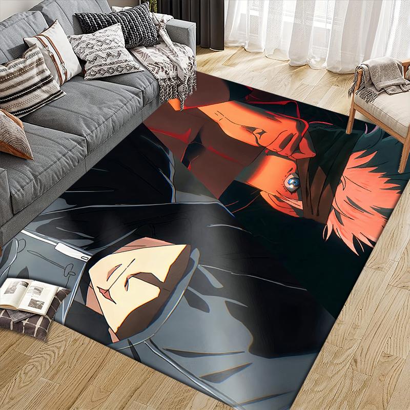 Jujutsu Kaisen Main Characters Square Area Rug, Non-Slip Floor Mat for Bedroom, Perfect Gift for Fans.chl
