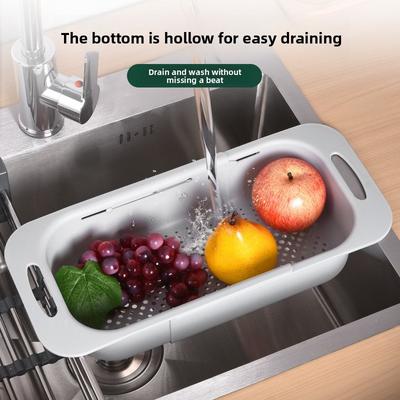 Retractable Kitchen Vegetable Washing and Draining Basket