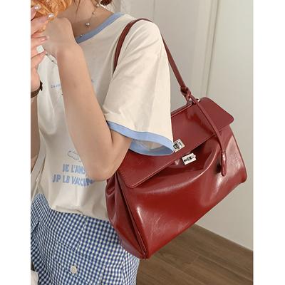 Fashion Women's Handheld Bag Advanced Red Bag Retro High Capacity Handheld Bag Leisure Korean Style Shoulder Bags Crossbody Bags