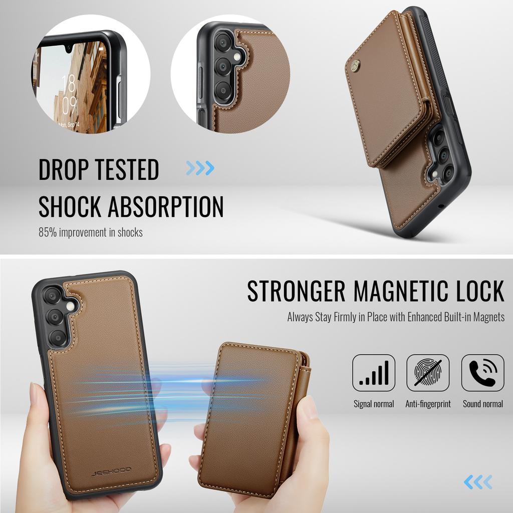JEEHOOD J05 For Samsung Galaxy A16 5G Case Leather Mobile Cover with Detachable Magnetic Card Bag