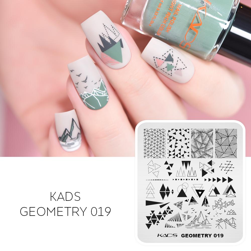 kads Geometry 3D Image Nail Stamping Plates Geometric Shape Nail Art Design Stamp Stencil Nails Tools Stamping Plate