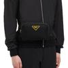 Prada Saffiano Yellow Logo Nylon and Cowhide Belt Bag Men's Black