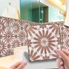 Retro Flower Faux Leather Embossed Tile Sticker: Self-Adhesive Home Decoration Tile for Floors & Walls.