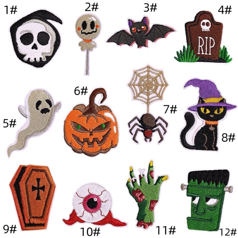 Festive Halloween Party Patch Decoration Embroidered Patches Stickers for DIY Costumes and Crafts Accessories