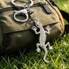 Schlüsselanhänger Anhänger Funkelnde Strasssteine Gecko Form Zinklegierung Schlüsselhalter mit Galvanisiertem Karabinerhaken Rucksack Zubehör