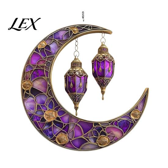 Colorful Glass Suncatcher 2D Acrylic Star Moon Lantern Suncatcher, Crescent Window Hanging Ornament Exquisite Craftsmanship for Home, Patio,