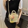 New beautiful hollow straw weaving high-end temperament casual portable shoulder messenger bag bucket bag woman