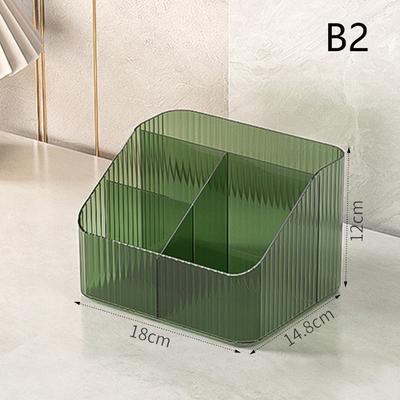 Caja de Almacenamiento de Escritorio de Cinco Compartimentos, Acrílico Trapezoidal Transparente para Tocador, Caja Clasificadora Doméstica para Lápices Labiales y Cosméticos