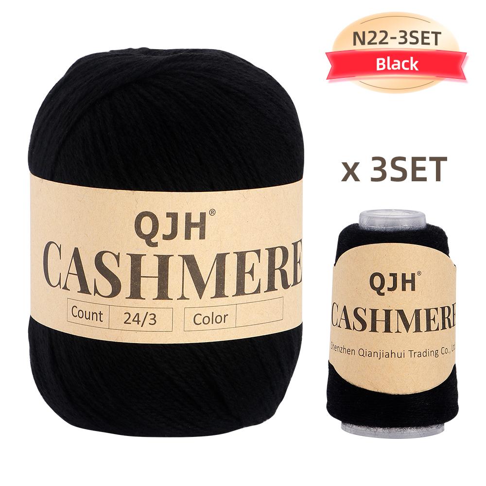 Premium Cashmere Yarn Bundle - Soft, 3 Big & 3 Small Luxurious Knitting & Crochet Yarn Thread for Sweaters, Scarves, Hats, Shawl