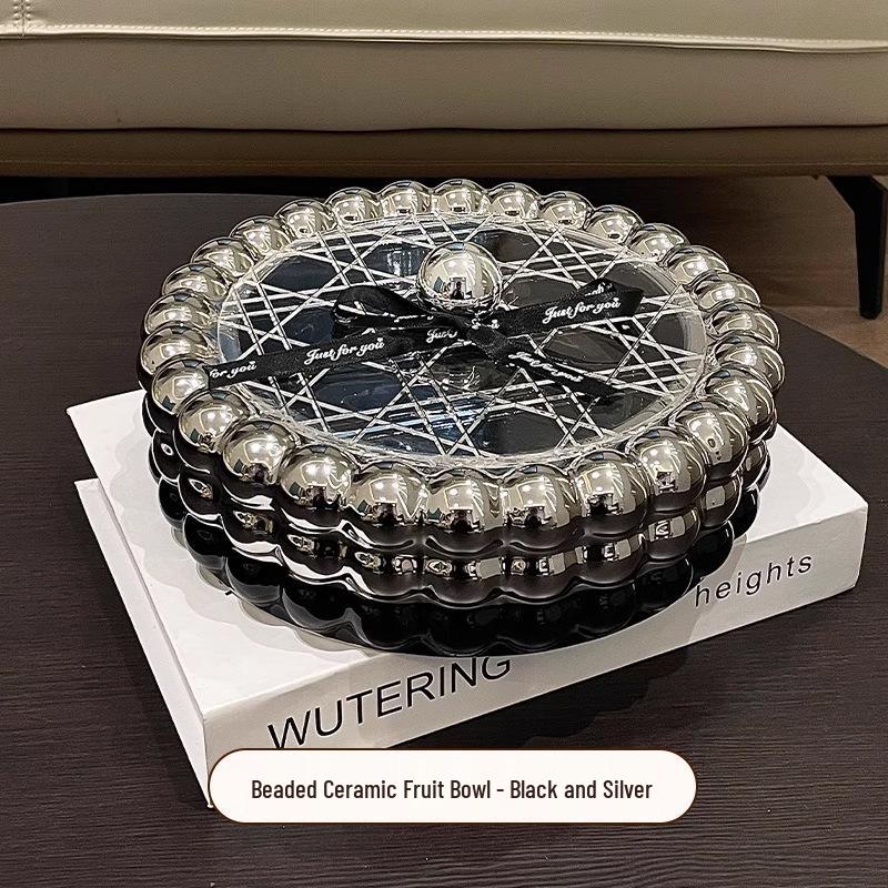 Ceramic Fruit and Candy Bowl for Living Room Table - New Year Snacks Display & Storage Box