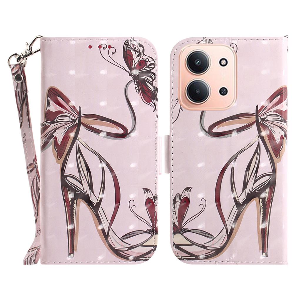 Für Xiaomi Redmi 15C 5G (EU) (173 mm)/15C 4G (EU) (173 mm) Handyhülle mit Musterdruck, Leder-Geldbörse, Handyhülle mit Handschlaufe